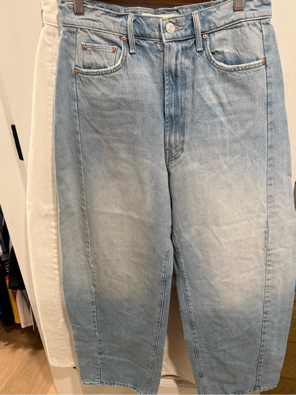 MOTHER Full Pipe Flood High Rise Barrel Jeans in Light Blue - Picture 4 of 8